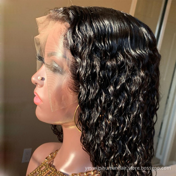 Wholesale Hd Full Lace Frontal Wig For Black Women Water Wave Raw Brazilian Virgin Human Hair Transparent Lace Front Wig Vendor